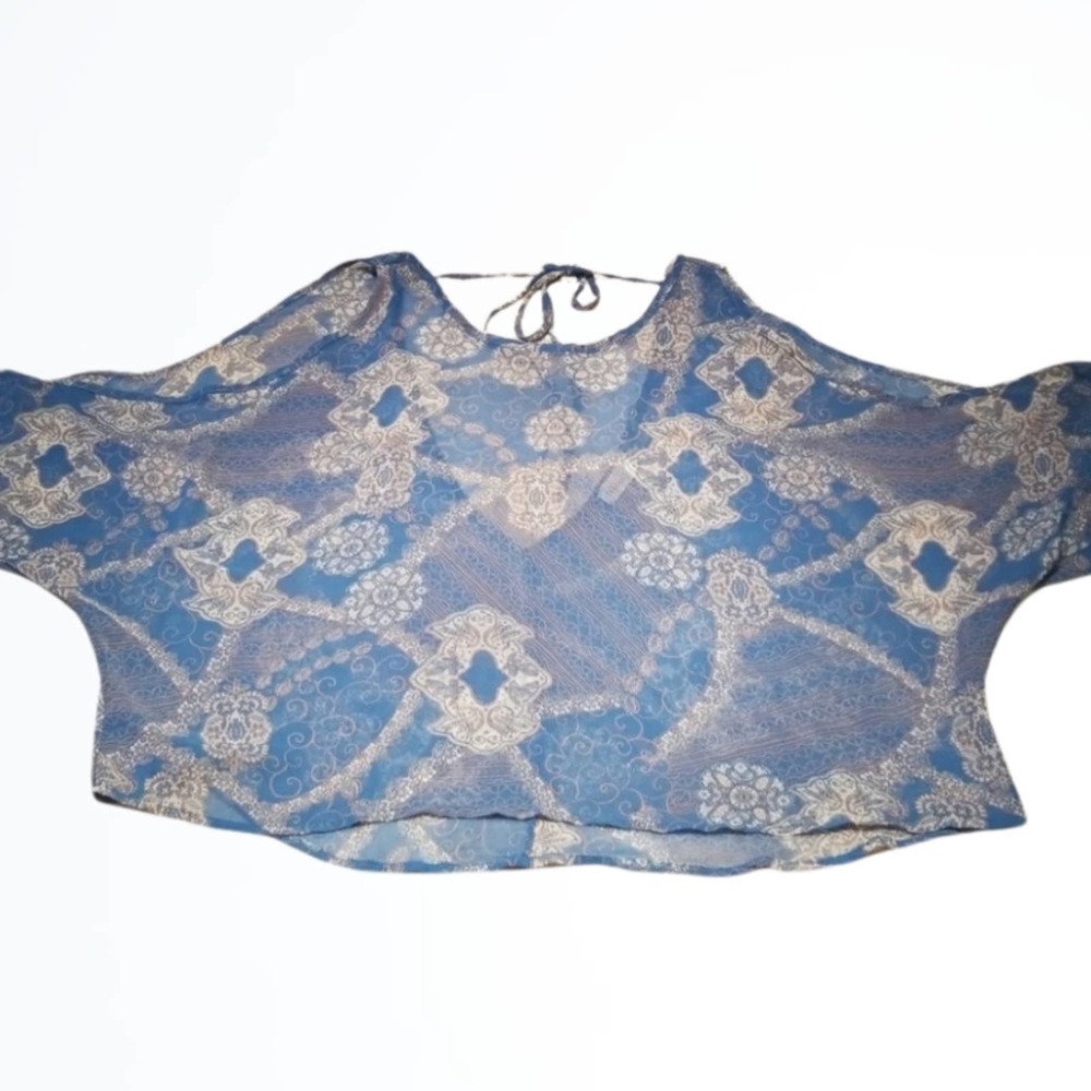 Millibon USA Drapey and Flowey Boho Peasant Blouse Relaxed Fit Top Size M